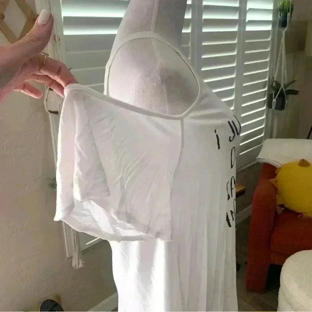 Alya white off the shoulder worded tee shirt - Picture 3 of 6